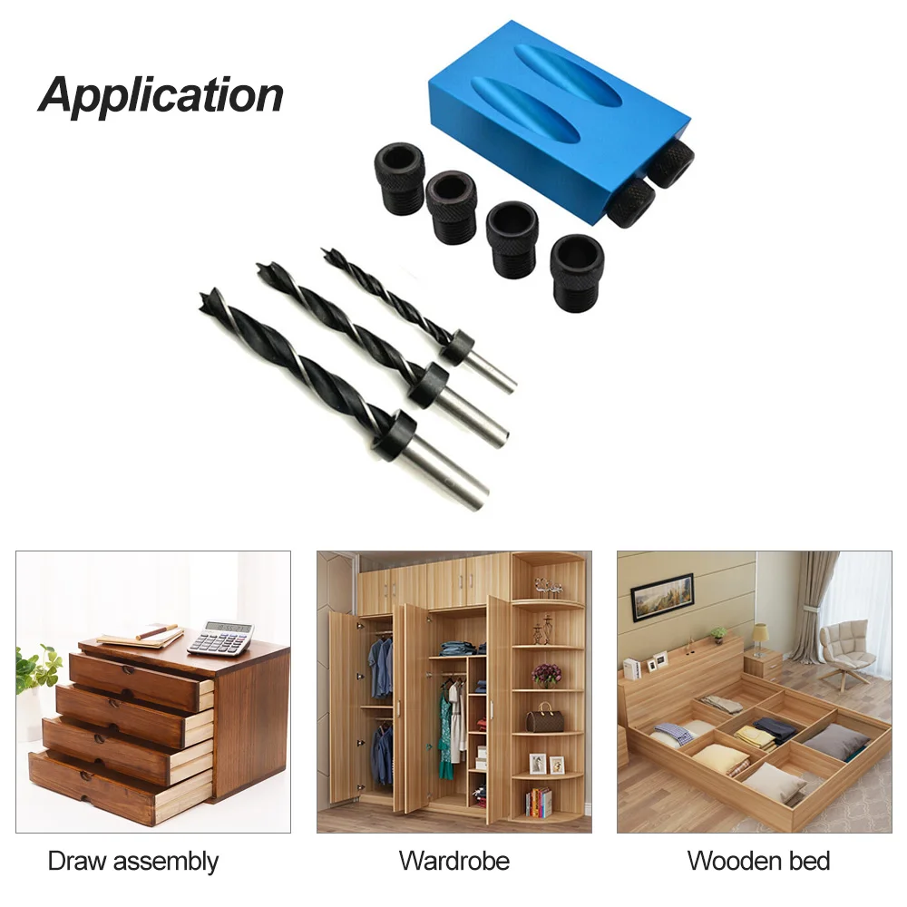 Pocket Hole Screw Jig 15 Degree Oblique Locator Dowel Drill Wrench Carpentry 6/8/10mm Angle Guide Woodworking Tools | Инструменты