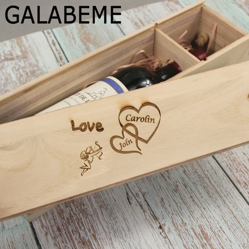 Galabeme деревянная винная коробка на заказ с датой и кольцом свадебный подарок | Дом