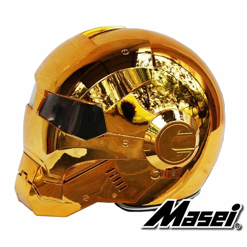 MASEI 610 electroplate Bronze plating Chrome IRONMAN Iron Man helmet motorcycle helmet half open face helmet ABS motocross