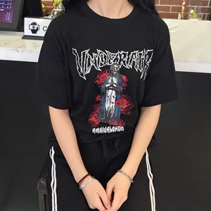 Женская футболка с принтом в виде розы, с коротким рукавом