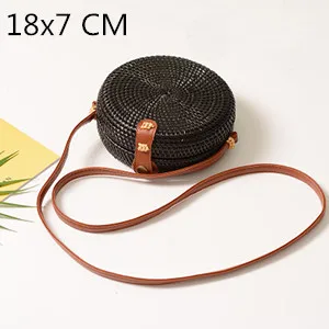 Black Circle 18x7cm Пляжные сумки из ротанга, новинка, летние соломенные сумки, сумочки ручной работы, женские сумки через плечо, тканые сумки в стиле бохо - Цвет: Black Circle 18x7cm