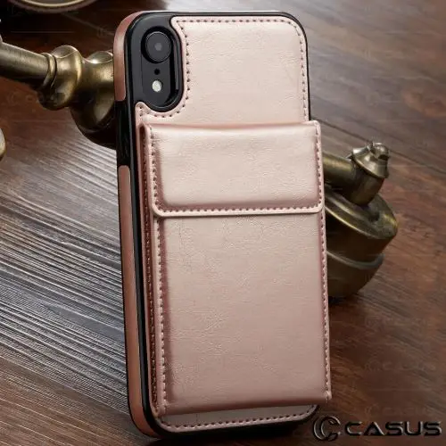 Для iPhone XS MAX XR X чехол из искусственной кожи кошелек откидная крышка чехол для карт для iPhone 8 7 6 Plus чехол - Цвет: Rosegold
