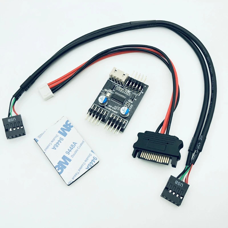 9Pin USB коннектор 1-2 плата для карт Настольный 9-Pin usb-хаб USB2.0 9Pin коннектор адаптер 30 см USB 9Pin кабель+ SATA кабель питания