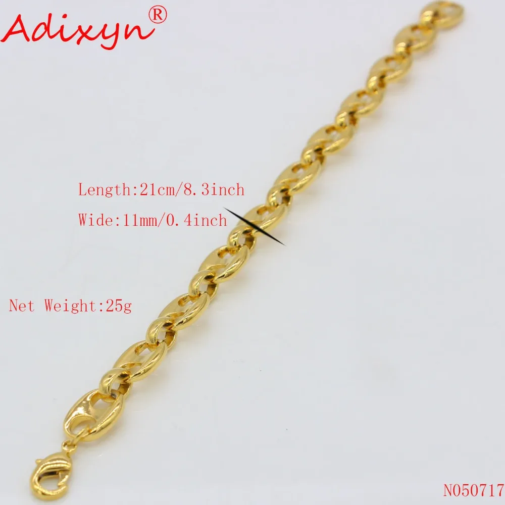 Adixyn 21 см ширина 1 мужской и женский браслет золотой цвет африканская цепь