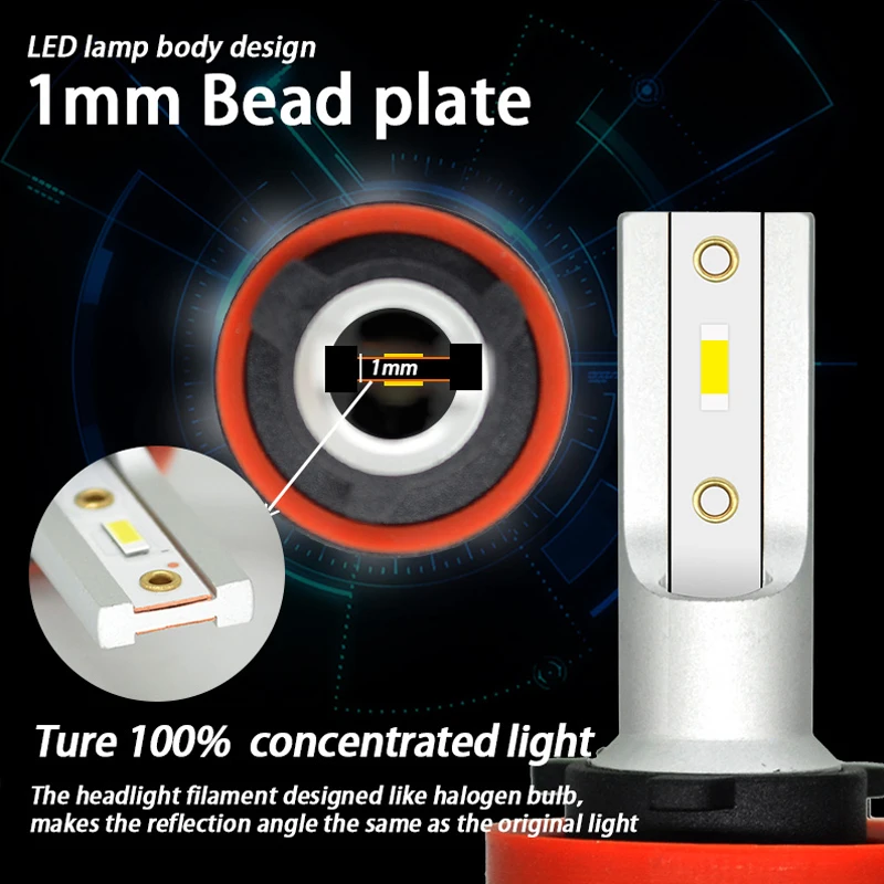 1 шт. автомобильная лампа H7 LED H4 Светодиодная H11 H8 H1 CSP фара противотуманная HB3 9005 9006