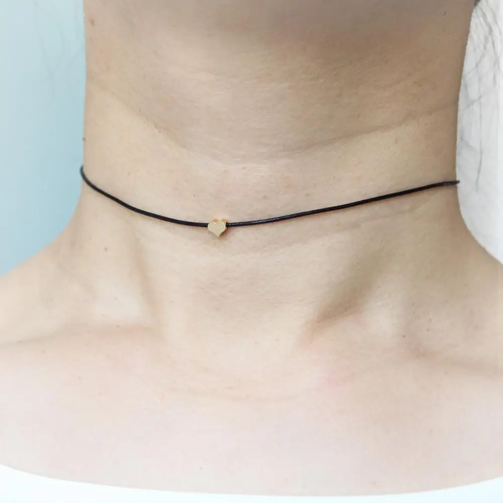 

New Design Vintage Tiny Heart Necklace Pendant Fashion Choker Rope Chain Statement Necklace