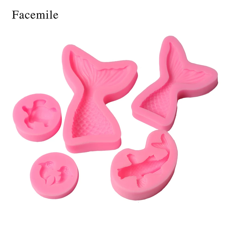 Facemile 5 шт. черепаха с рыбьим хвостом дельфин море животное силикон сахарное желе