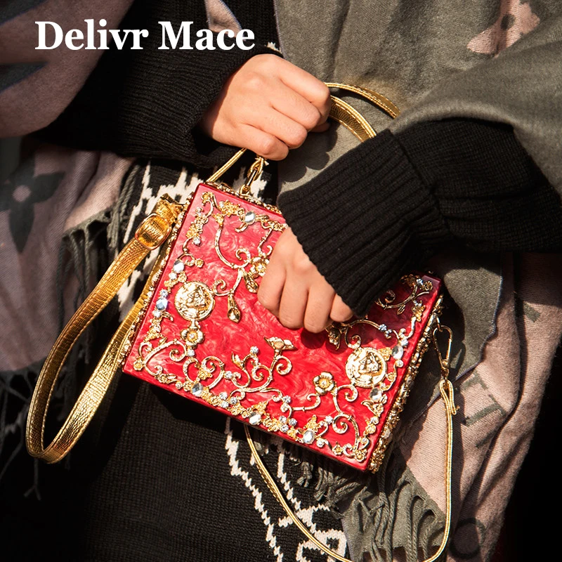 2018 сумочки для невесты и сумки Золотые Роскошные резные цветы женские ручные
