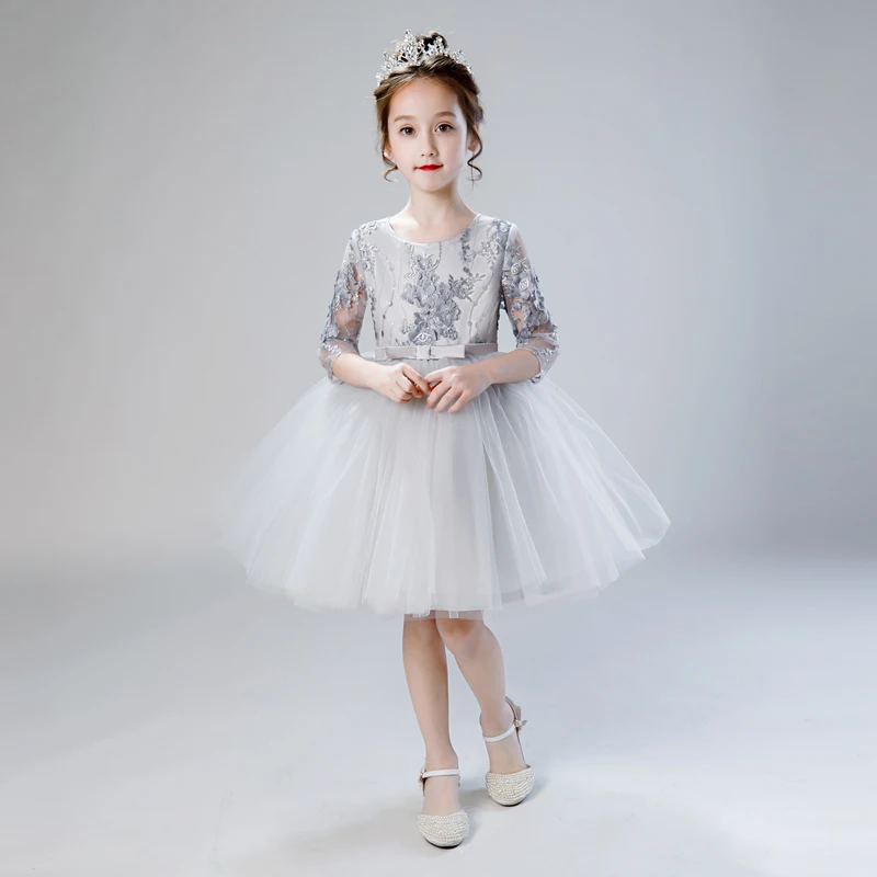 Элегантное фатиновое платье с цветочным узором для девочек на свадьбу детское