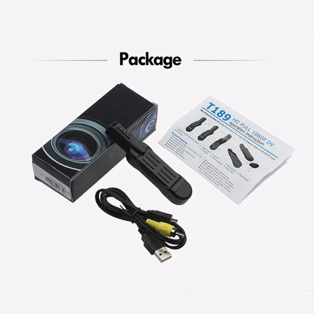 Мини камера T189 DV HD 1080P 720P видео Диктофон секретный носимый корпус ручка поддержка
