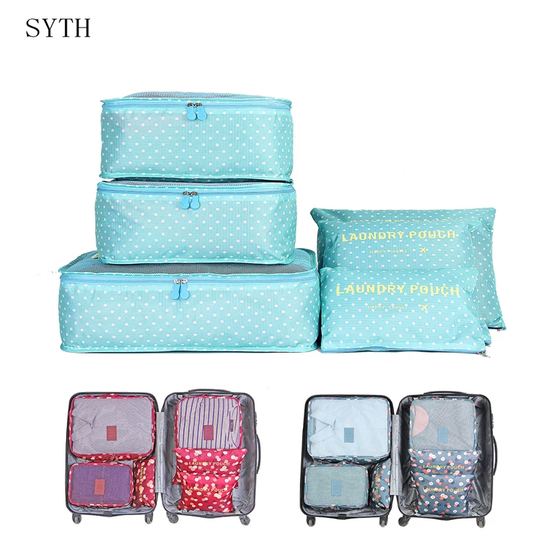 

6 Pcs Travel Organizer Storage Bags Portable Luggage Organizer Clothes Tidy Pouch Suitcase Packing Laundry Bag Storage Case