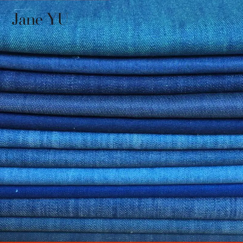 JaneYU Thin cotton denim fabric Summer Cotton Denim Cloth printed for jeans and dress in summer | Дом и сад