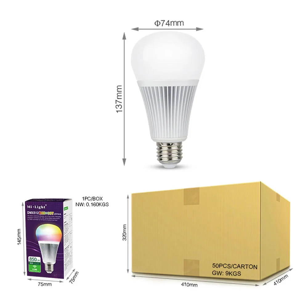 Mi светильник FUTD04 E27 9 Вт DMX512 RGB + CCT светодиодный с дистанционным управлением