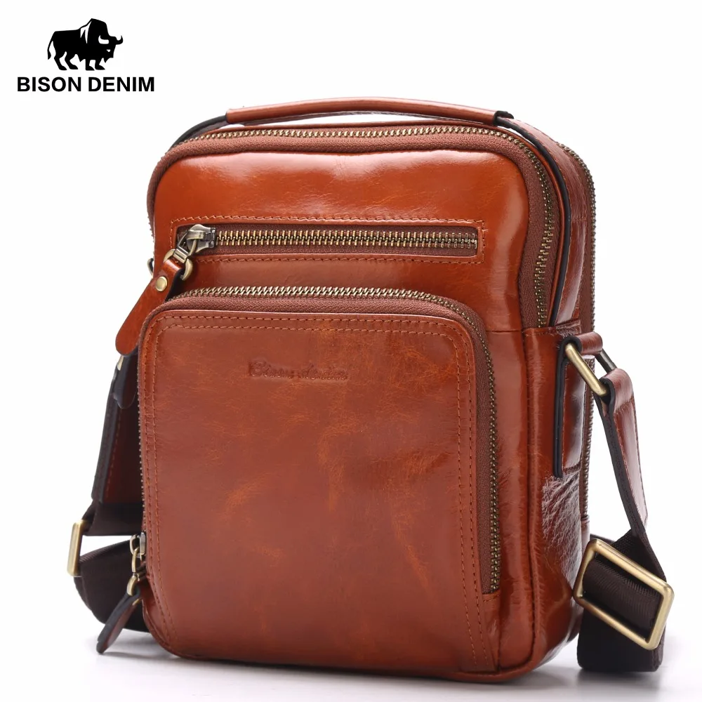 Мужская сумка через плечо BISON DENIM винтажная из натуральной воловьей кожи W2333 1Z| |