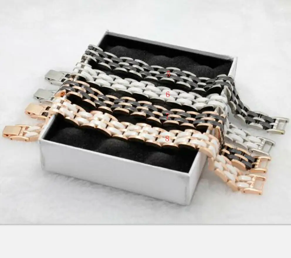 Steel black 5 Роскошный бутик, керамический браслет, однорядный, двухрядный, стальной, розовое золото, пара, европейский и американский, популярный браслет t1177 - Окраска металла: Steel black 5