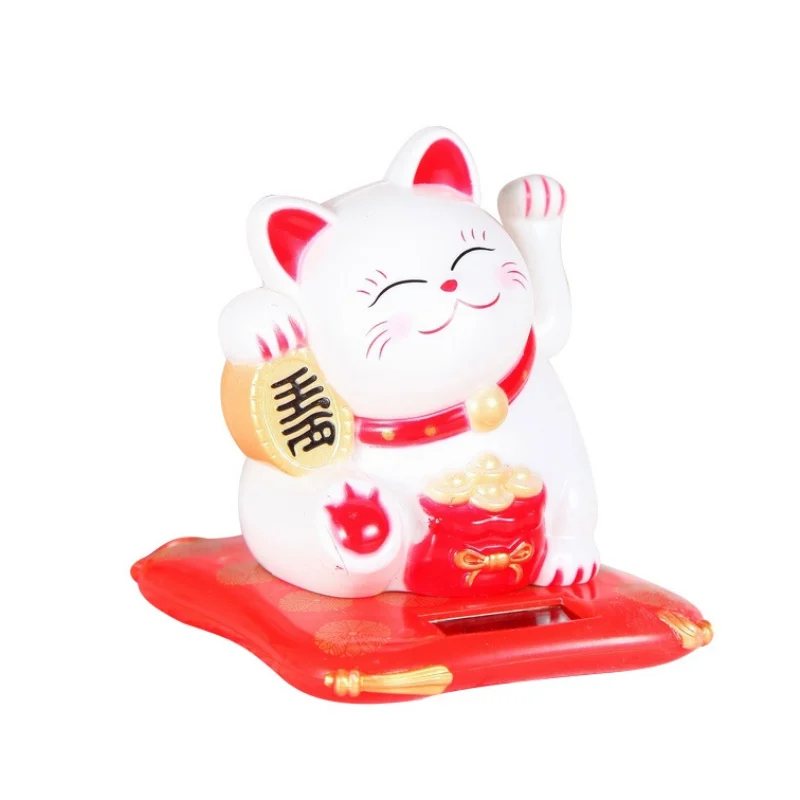 Маленькая рука развевающаяся Lucky Cat на солнечных батареях креативная текстура автомобиля украшения Фортуны ремесла фигурки миниатюры богатство развевающаяся