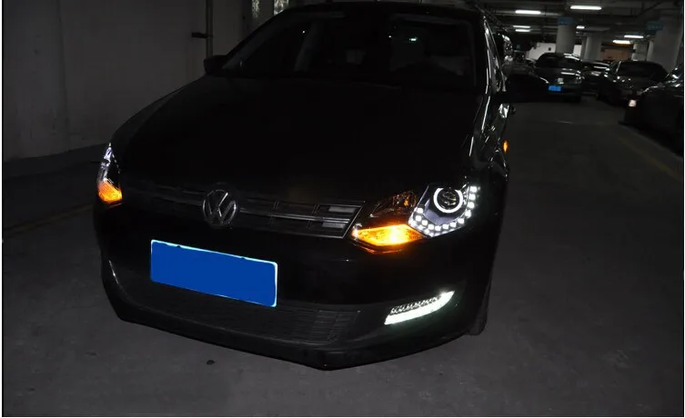 Глава свет для vw polo фары 2011- би ксенон объектива Тюнинг автомобилей H7 парковка светодиодный для vw polo светодиодный DRL автомобилей светодиодные передние фары