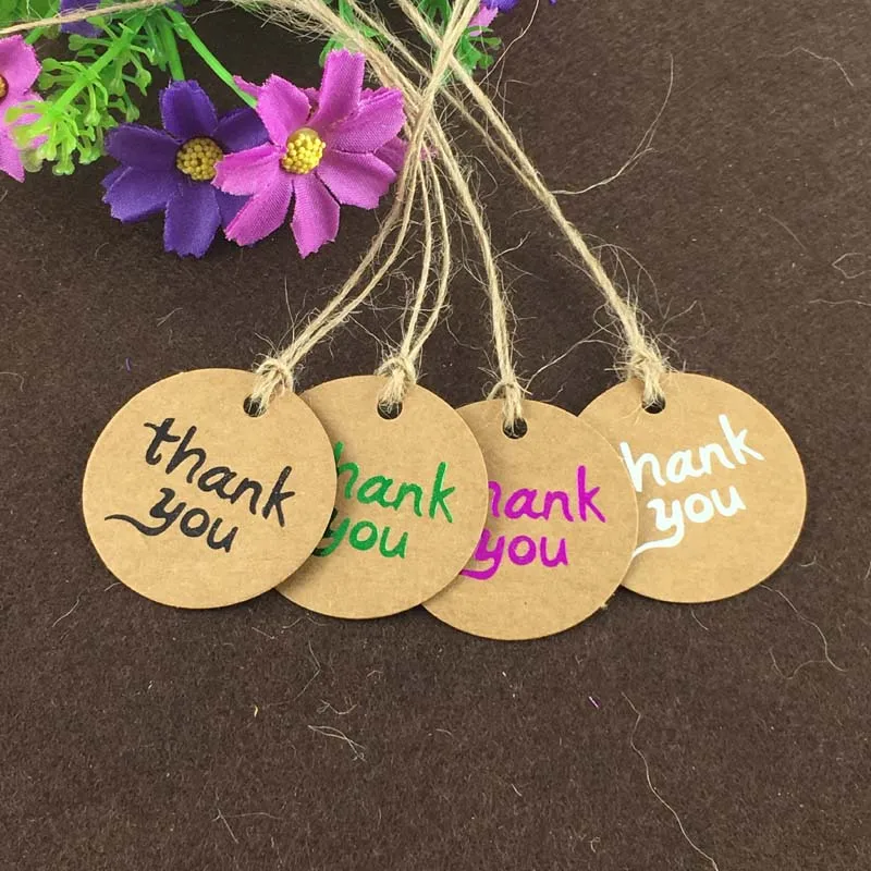 Крафт теги для горячего тиснения Thank You DIY Подарочные подарка ручной