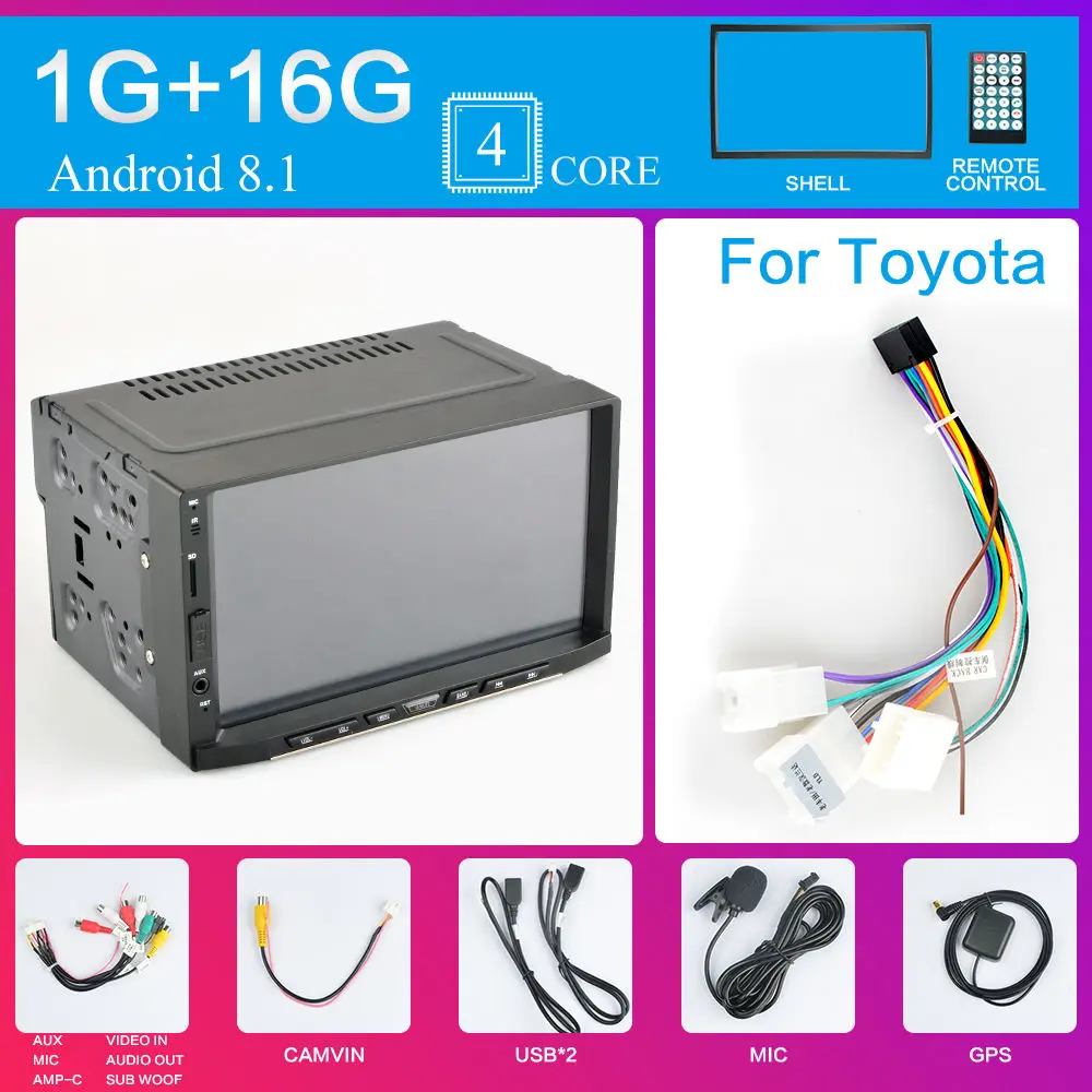7188B-4-1G-16-Toyota Android 8,1/9,0 2 din Автомобильный Радио мультимедийный плеер gps DAB RDS Wi-Fi без DVD навигации Bluetooth 7 дюймов 2DIN автомобильный встроенный стерео - Цвет: 7188B-4-1G-16-Toyota