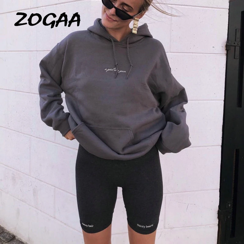ZOGAA 2019 модная футболка с принтом буквами байкерские шорты высокой талией женские