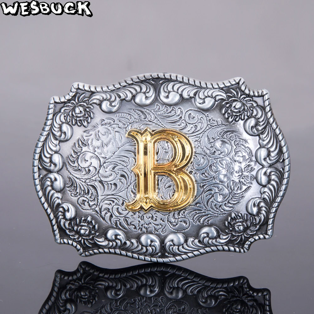WesBuck бренд большие буквы пряжки ремня для Для мужчин женские металла в ковбойском