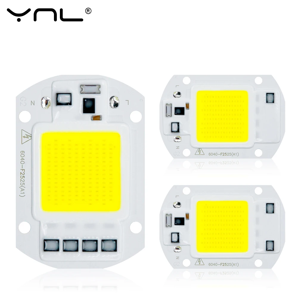 YNL COB светодиодный ламповый светильник 10 Вт 20 30 50 70 100 чип бисер 220 В вход IP65 Smart IC для