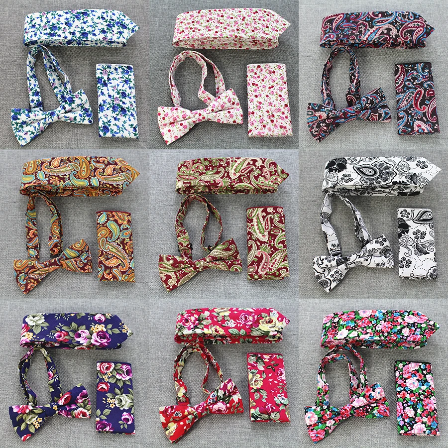 Ricnais носовой платок галстук-бабочка набор для мужчин цветочный принт