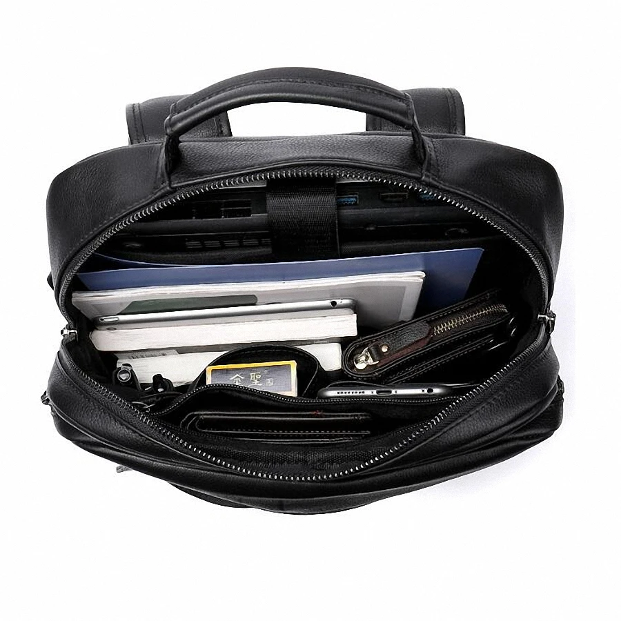 Мужской рюкзак из натуральной кожи для ноутбука Мужская школьная сумка высокого