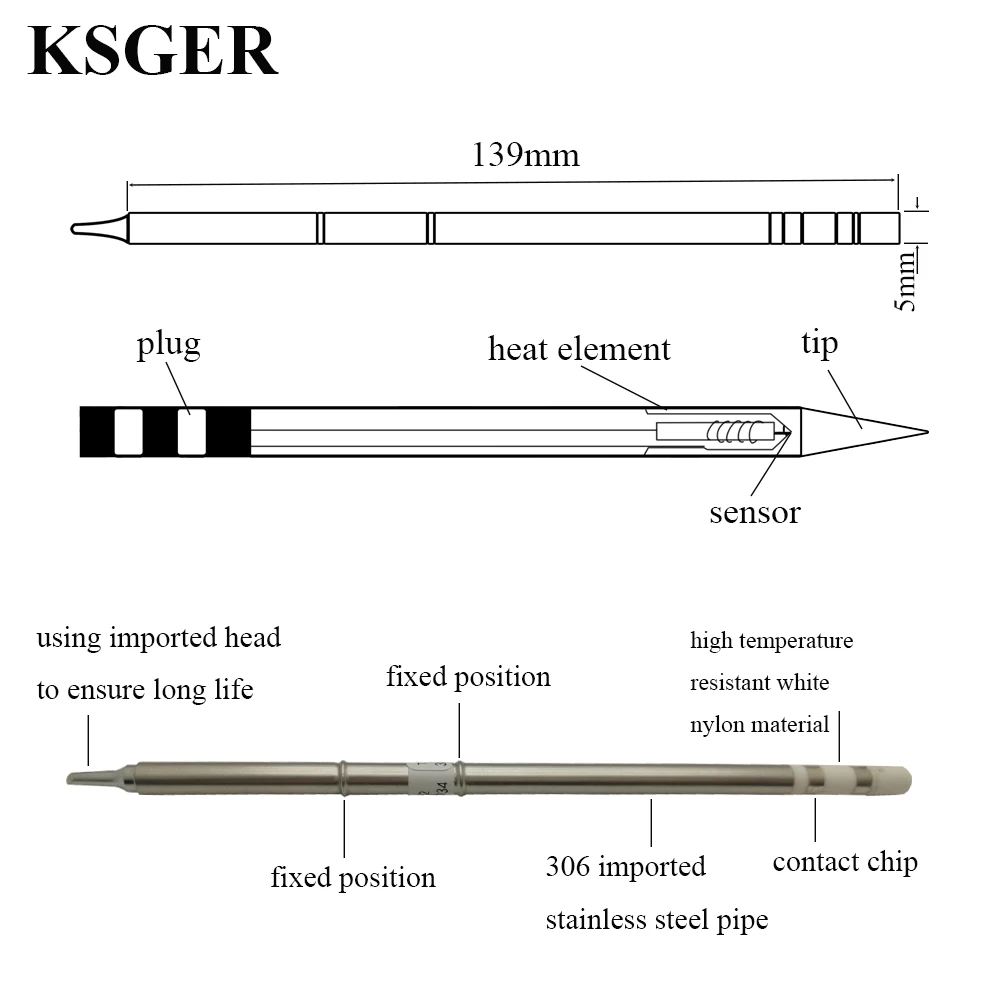 Наконечники для электронного паяльника KSGER T12 D4 (T15) 220 В 70 Вт паяльной станции STM32 с