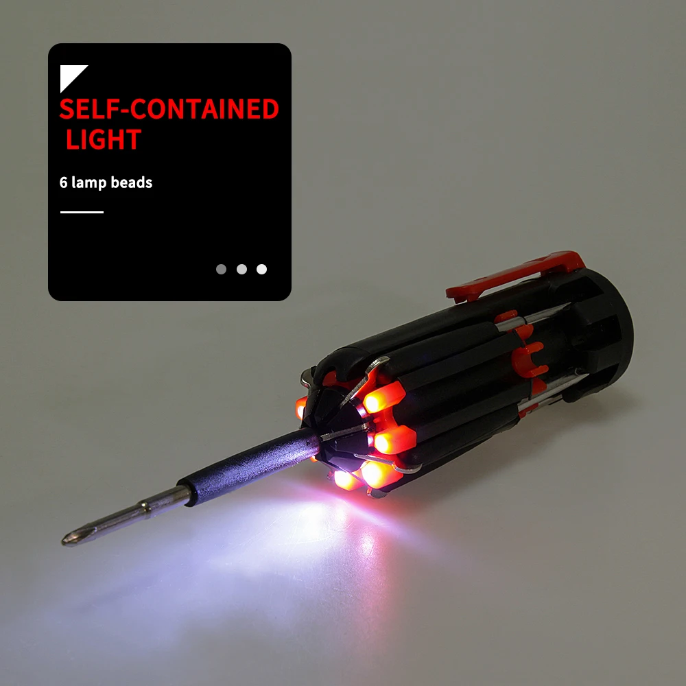 

8 in 1 Magnetic Screwdriver Set New Multi-function Multi Screwdriver with LED Torch Household Hand Repair Tools