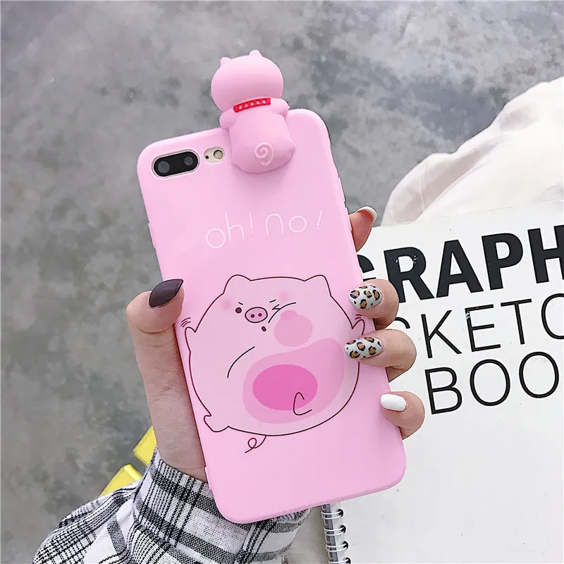 Забавный мультфильм Свинья розовый чехол для iPhone х 6 6S 7 8 Plus X XR XS MAX ТПУ Мягкая