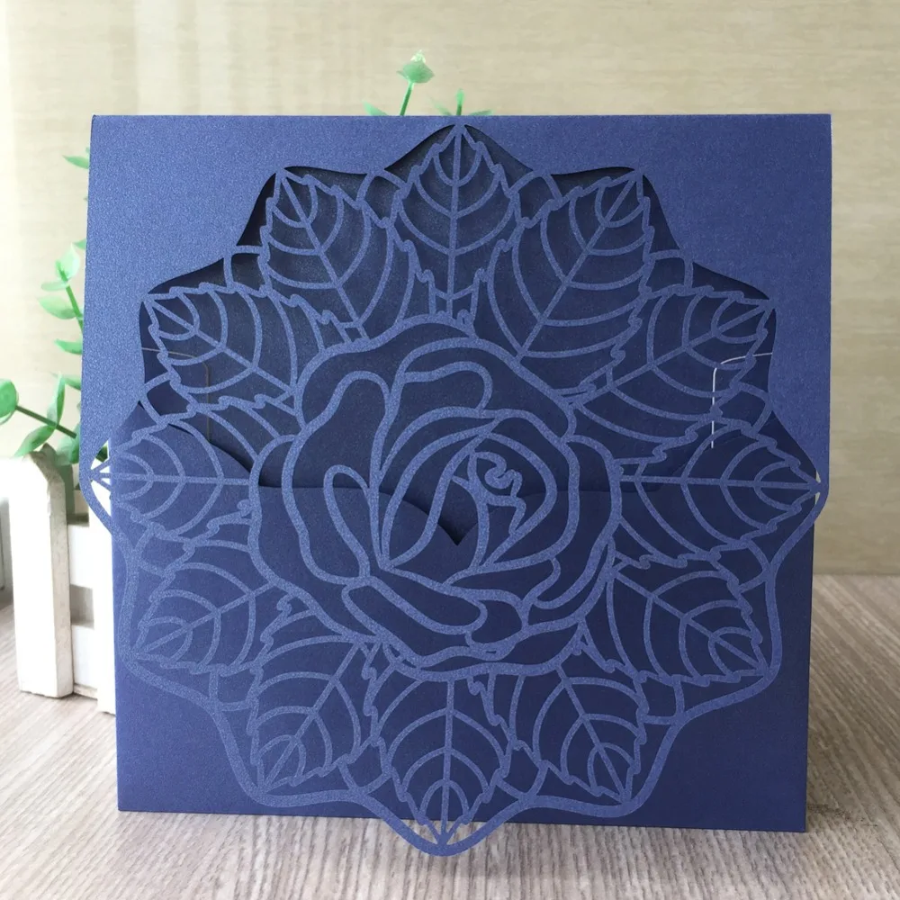 

20pcs/lot Pink Rose laser Cut Wedding Engagement Valentine Anniversary Brithday Party Bless Greeting