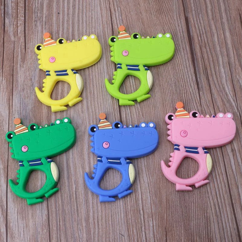 Детский Прорезыватель с рисунком крокодила пищевой силиконовый для зубов из