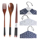 Портативные деревянные наборы столовых приборов, ложка, вилка, палочки для еды, столовые приборы в соответствии со стандартным дизайном, подарок для студентов, принадлежности для обеда