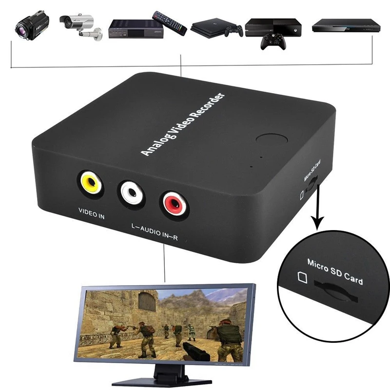 Аналоговый av-рекордер старая видеомагнитола видеомагнитофон VHS VCR DVD DVR 8 мм Hi8 HDMI видеозахвата в цифровой формат на TF карту, не нужен ПК