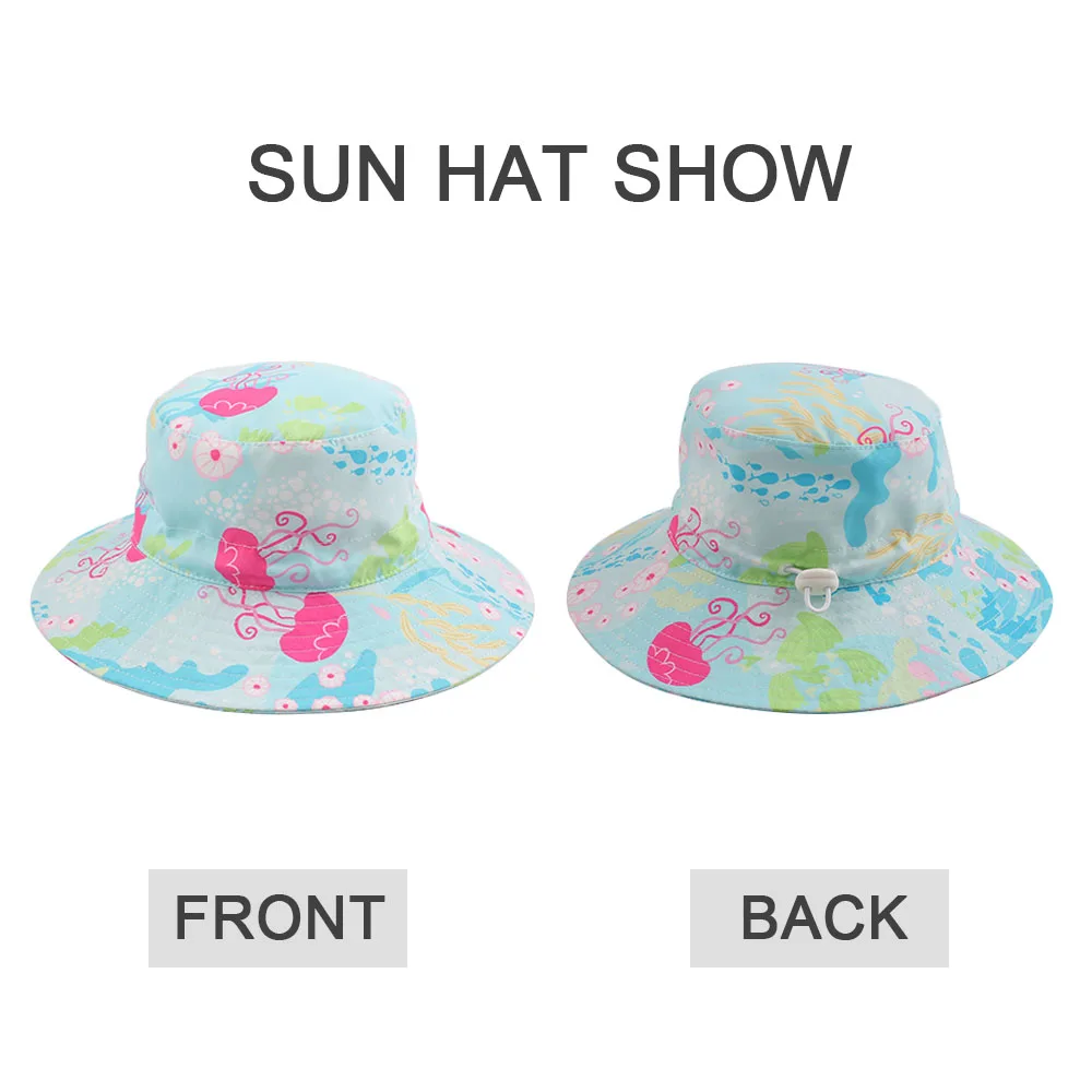 Jellyfish Baby Girl Sun Hats Wide Brim Toddler Infant UV Protection Caps Adjustable Size Boy Basin Hat Summer Breathable Stay On | Детская