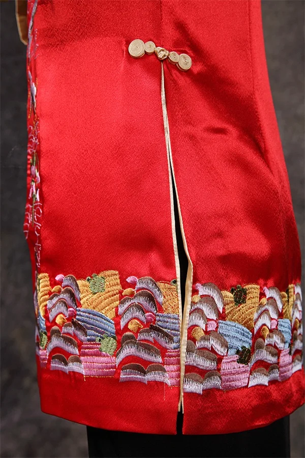 Женский атласный пиджак с длинным рукавом черный костюм Тан в классическом стиле