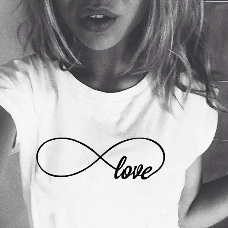 Женская свободная рубашка EnjoytheSpirit Infinity Love белая с круглым вырезом хорошего