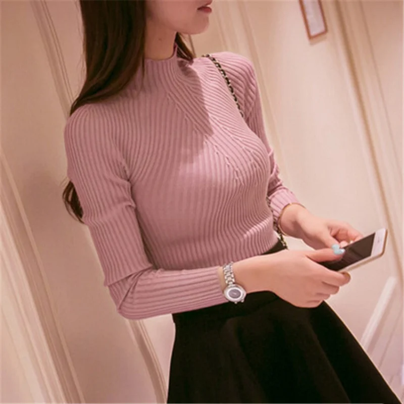 Autumn Winter New Women Sweaters Turtleneck Pullovers Long Sleeve Casual Solid Female Slim Knitted | Женская одежда