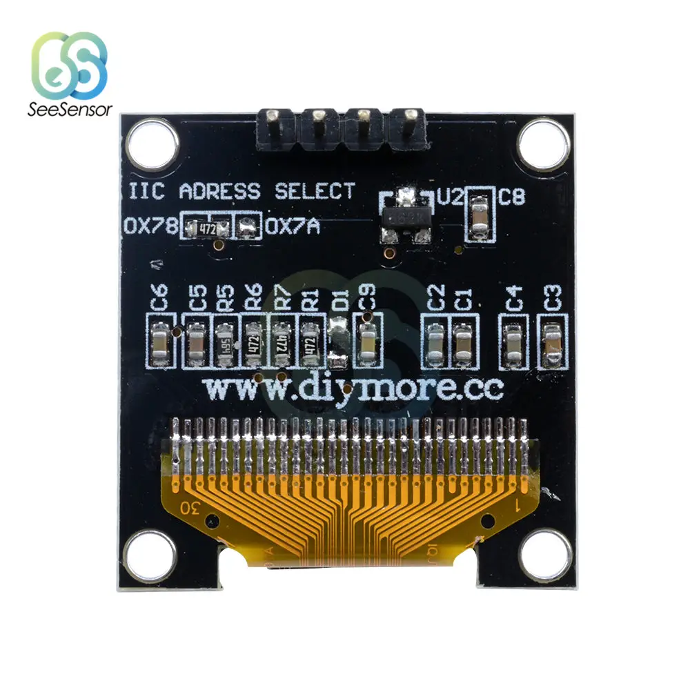 Модуль OLED 0 96 дюйма IIC Серийный белый/синий/желтый синий 128X64 I2C SSD1306 плата с ЖК