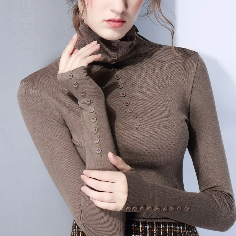 Stretch Women Sweaters 2019 Knitted Pullovers Female Turtleneck Knitting Shirts Ladies Basic Tops Long Sleeve Black White Green | Женская