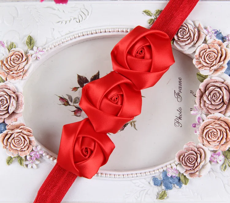 Новые детские украшения для волос повязки на голову три цветка атласная роза
