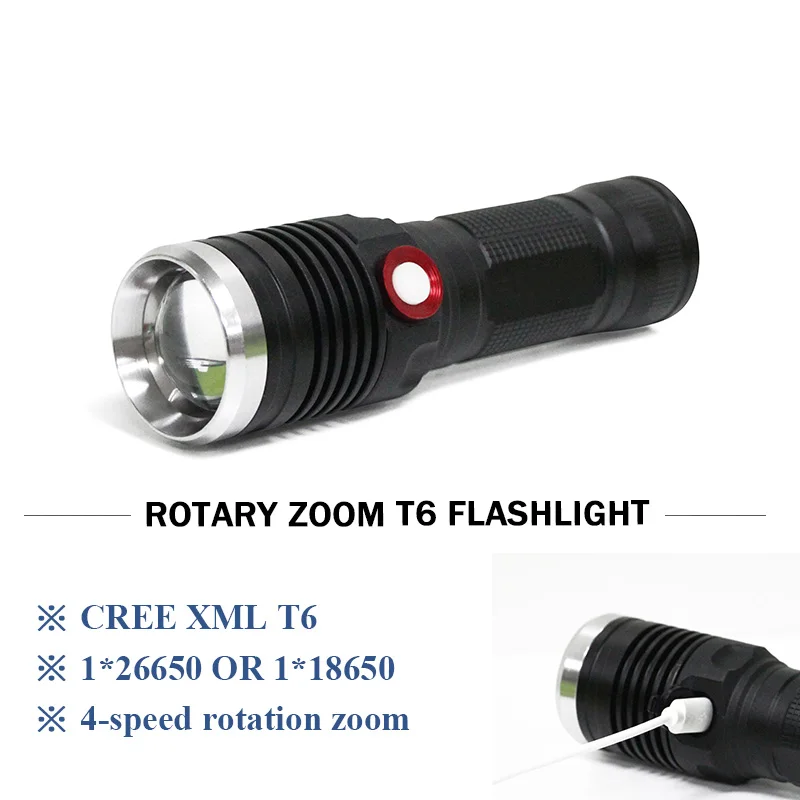 Мощный светодио дный фонарик Увеличить CREE XM L2 USB 26650 или 18650 аккумуляторная