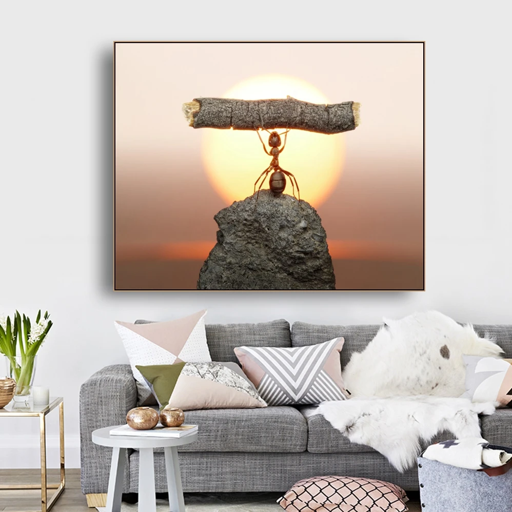 

Ant Small Body Great Force Wall Art Decor Canvas Painting Calligraphy Poster Print Decorative Picture for Living Room Home Decor