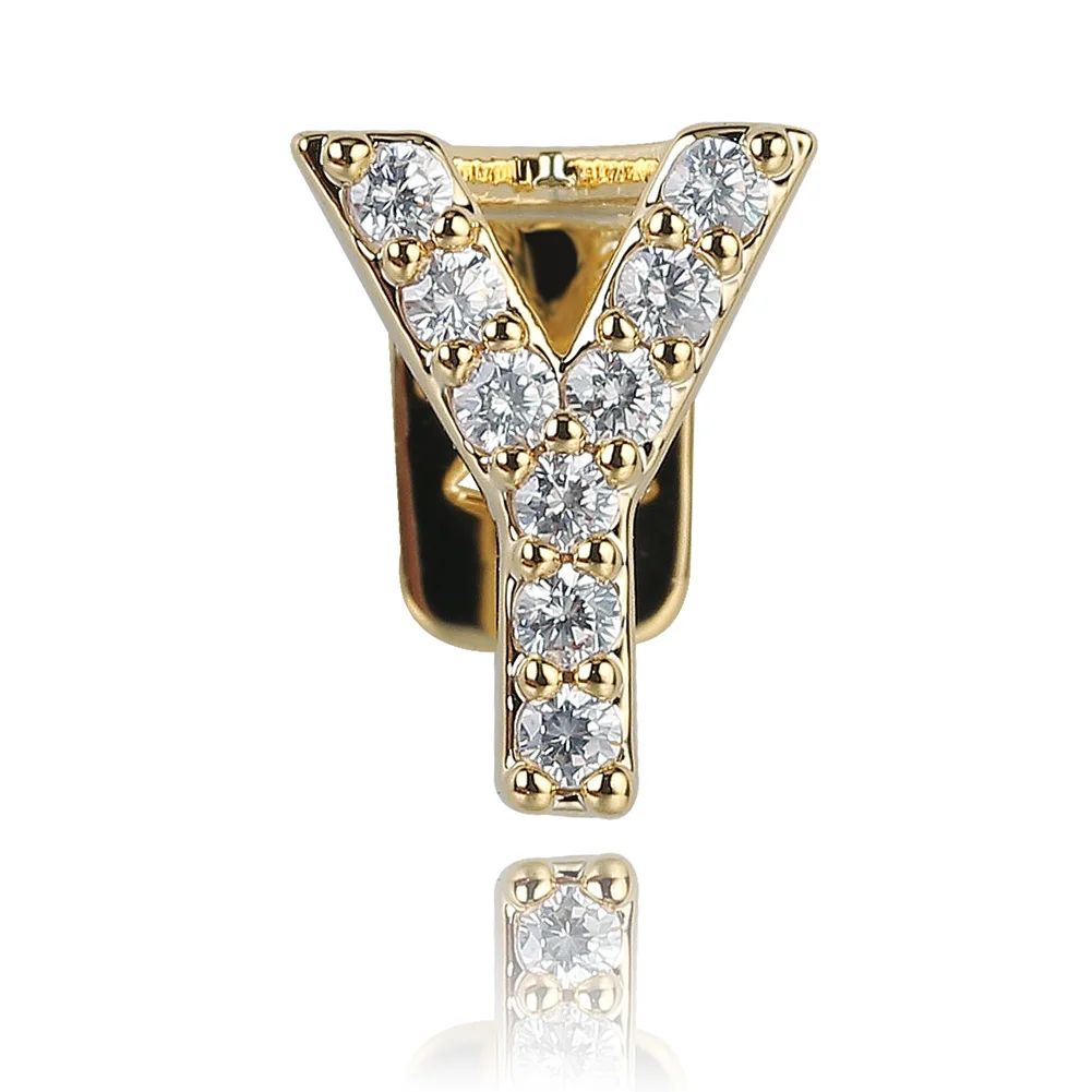 GUCY, новинка, хип-хоп, 26 букв, золото, серебро, зубы, Grillz, все, Iced Out, микро, Pave CZ зубья, грили с силиконом для рождественского подарка - Окраска металла: Y