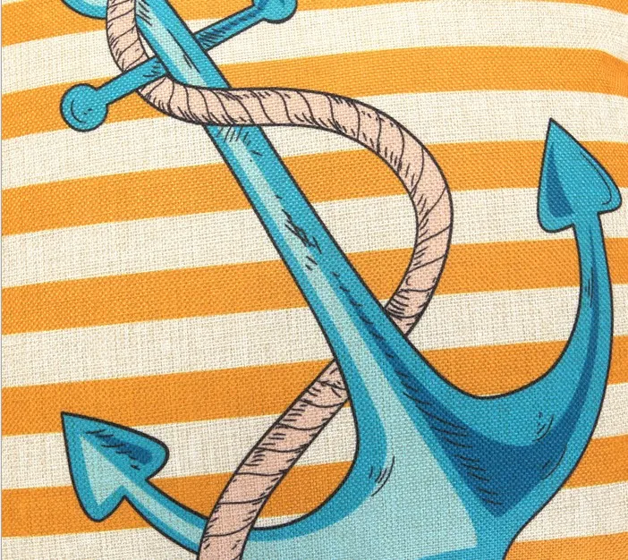 Мультяшная якорь льняная хлопковая Подушка морская рыба домашний декор подушка