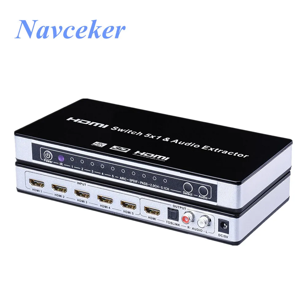 Новый 4K HDMI переключатель с дистанционным управлением 1 4 Toslink порт Sup ARC 5 сплиттер