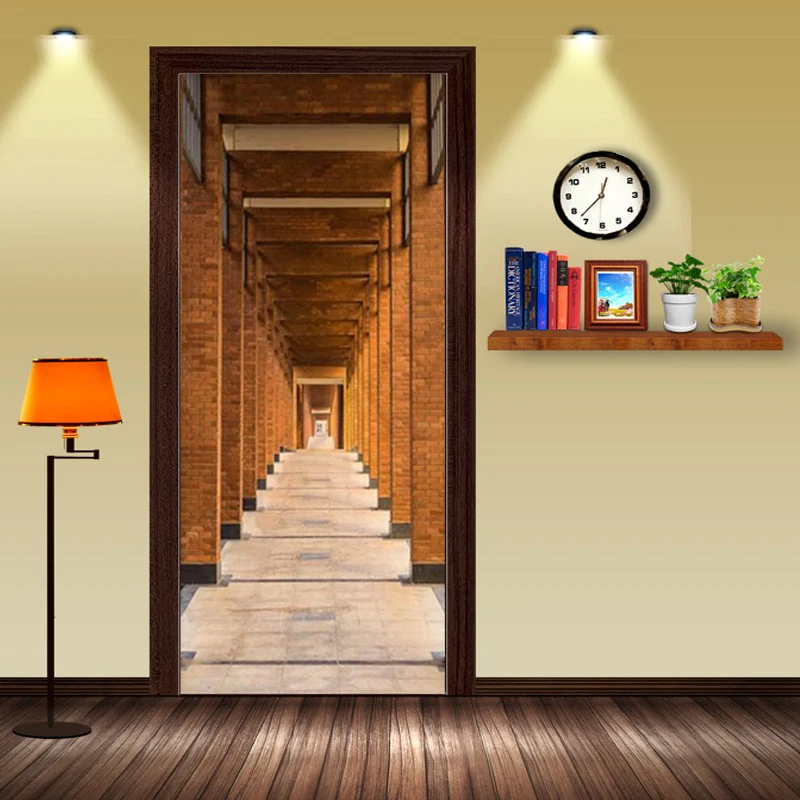Современные креативные DIY наклейки на двери 3D обои для коридора гостиной