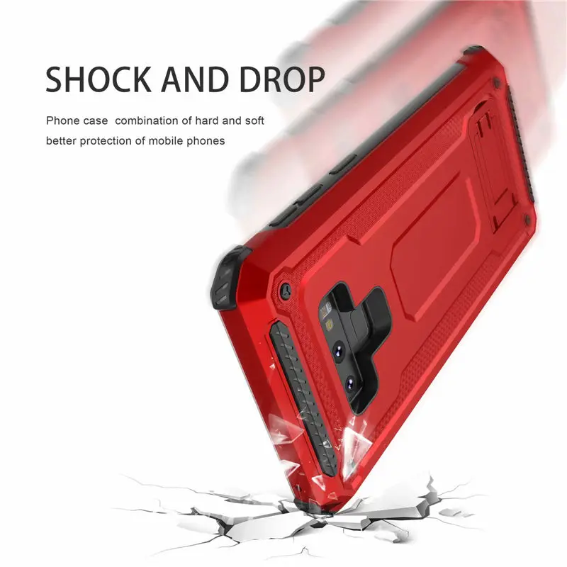 For Samsung Galaxy Note 8 9 Shockproof TPU +PC Phone Stand Armor Case Back Cover S8 S9 Plus Luxury Rugged Coque Capa |