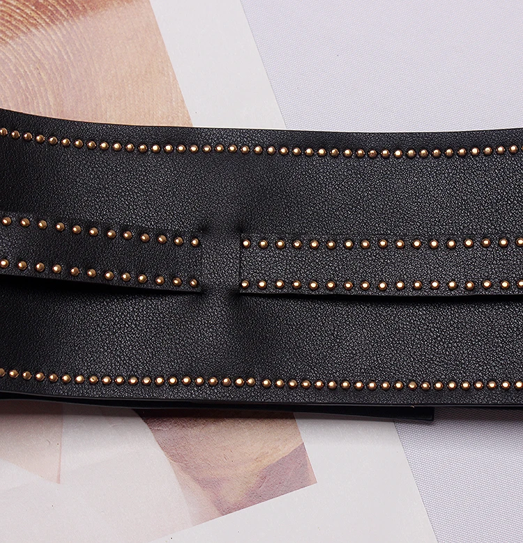 

2019 NEW fashion PU leather women Rivets Wide belt Female Belts pin buckle belts for women vintage strap waistband Lady girdle